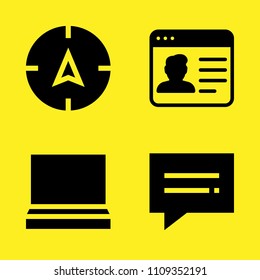 chat, profile, compass and laptop vector icon set. Sample icons set for web and graphic design