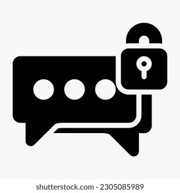 Chat protection icon in solid style, use for website mobile app presentation