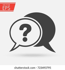 Chat, Question Icon. Cloud Ask Question Symbol. Speech Bubble Communication Vector Illustration.