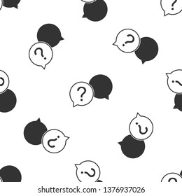 Chat question icon isolated seamless pattern on white background. Help speech bubble symbol. FAQ sign. Question mark sign. Flat design. Vector Illustration