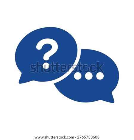 Chat question mark icon blue message communication symbol isolated on white background