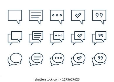 Chat And Quote Line Icons. Message And Dialog Vector Icon Set.