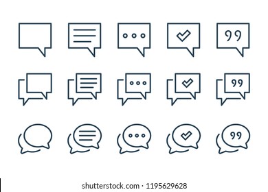 Chat and quote line icons. Message and dialog vector icon set.