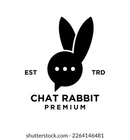 chat rabbit logo icon design illustration template