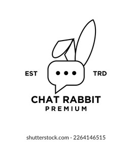 chat rabbit logo icon design illustration template