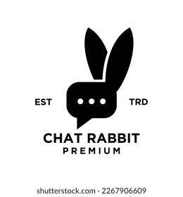 chat rabbit logo icon design illustration template