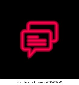 Chat red glowing neon ui ux icon. Glowing sign logo vector