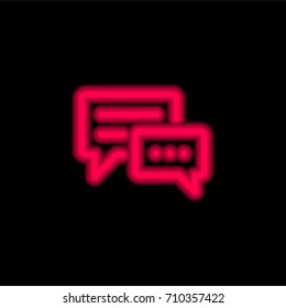 Chat red glowing neon ui ux icon. Glowing sign logo vector
