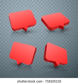 Chat red set art frame text on transparent background. Vector Illustration