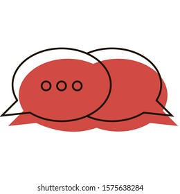 Chat with red shadow icon. Online consultant. Help for customer. Message in app. Chatting for team. Vector illustration for web, graphic design, ui, application logo. Isolated on white background.