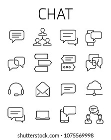 Chat related vector icon set. Well-crafted sign in thin line style with editable stroke. Vector symbols isolated on a white background. Simple pictograms.