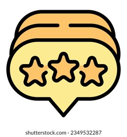 Chat review icon outline vector. Online report. Client business color flat