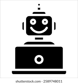 Chat Robot Laptop Icon Element For Design