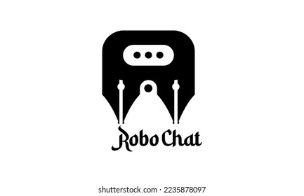 Chat, Robot and Pen Logo.