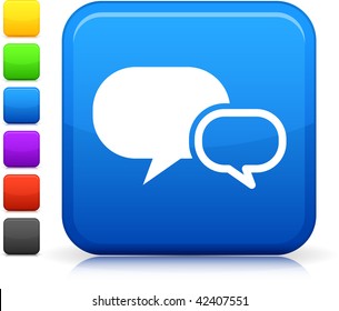 Chat Room Icon On Square Internet Button  Six Color Options Included.