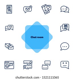 Chat Room Line Icon Set. Speech Bubbles, Technology, Texting. Social Media Concept. Can Be Used For Topics Like Communication, Correspondence, Message