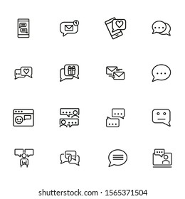 Chat room line icon set. Speech bubbles, technology, texting. Social media concept. Can be used for topics like communication, correspondence, message