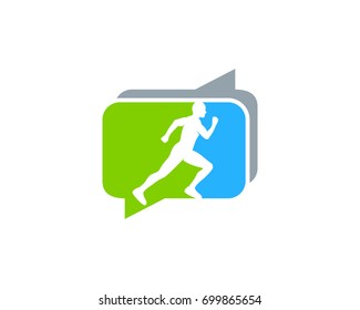 Chat Run Icon Logo Design Element