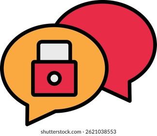 Chat Security Line Filled Vector Icon Design
