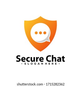 Chat Security Logo Template Design. Vector illustration.