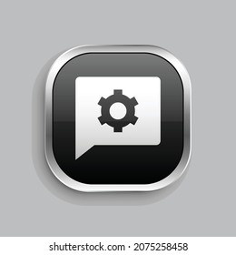 chat settings fill icon design. Glossy Button style rounded rectangle isolated on gray background. Vector illustration