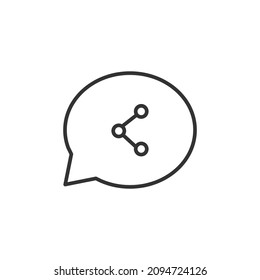 icono de línea de trazo editable del recurso compartido de chat, icono de comunicación