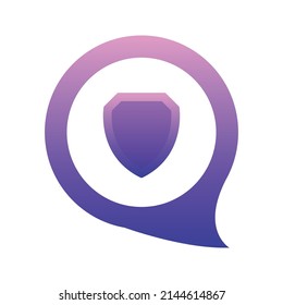 chat shield logo element design template icon