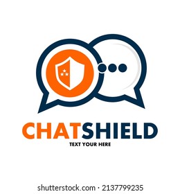 Chat shield vector logo template. This design use protection symbol. Suitable for business.