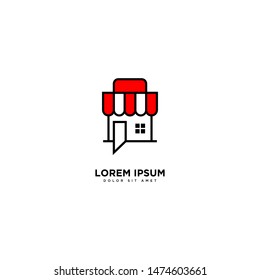 Chat Shop Design Vector, Online Shopping Technology