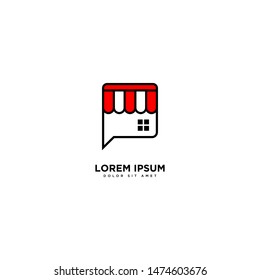 Chat Shop Design Vector, Online Shopping Technology