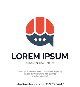 Chat and Shop Logo Design Premium Vector