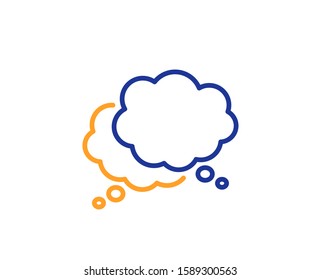 Chat sign. Comic speech bubble line icon. Social media message symbol. Colorful outline concept. Blue and orange thin line speech bubble icon. Vector
