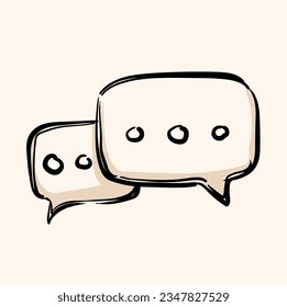 Chat sign icon in doodle sketch lines. Communication conversation social business media global