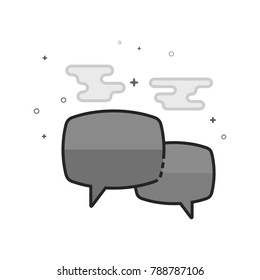Chat sign icon in flat outlined grayscale style. Vector illustration.
