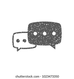 Chat sign icon in grunge texture. Vintage style vector illustration.