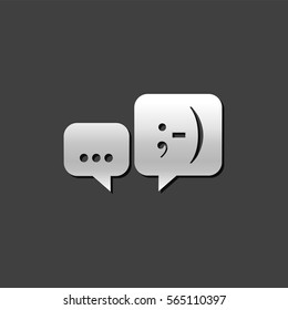 Chat sign icon in metallic grey color style. Communication conversation social media