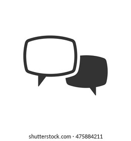 Chat sign icon in single grey color. Communication conversation social business media global