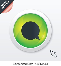 Chat sign icon. Speech bubble symbol. Communication chat bubbles. Green shiny button. Modern UI website button with mouse cursor pointer. Vector