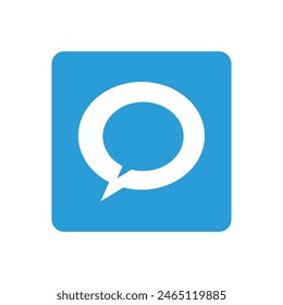 Chat sign icon. Speech bubble symbol. Blue square button. illustration of bubble chat. Design element of chat bubble symbol for comic etc.