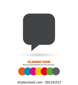 Chat sign icon. Speech bubble symbol. Communication chat bubbles. Classic flat icon. Colored circles. Vector