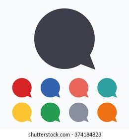 Chat sign icon. Speech bubble symbol. Communication chat bubbles. Colored flat icons on white background.