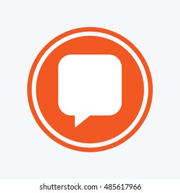 Chat sign icon. Speech bubble symbol. Communication chat bubbles. Graphic design element. Flat speech bubble symbol on the round button. Vector