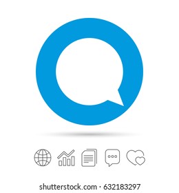 Chat sign icon. Speech bubble symbol. Communication chat bubbles. Copy files, chat speech bubble and chart web icons. Vector