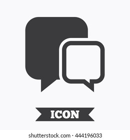 Chat sign icon. Speech bubbles symbol. Communication chat bubbles. Graphic design element. Flat communication symbol on white background. Vector