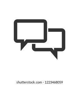 Chat sign icon in thick outline style. Black and white monochrome vector illustration.