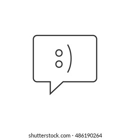 Chat sign icon in thin outline style. Communication conversation social business media global