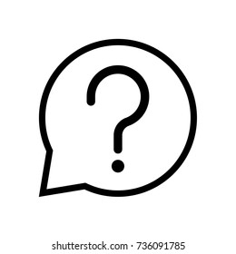 Chat sign Question icon, iconic symbol inside a speech bubble, isolated on white background. Vector Iconic Design.