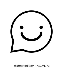Chat sign smile icon, iconic symbol inside a speech bubble, isolated on white background. Vector Iconic Design.
