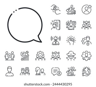 Chat sign. Specialist, doctor and job competition outline icons. Speech bubble line icon. Social media message symbol. Speech bubble line sign. Avatar placeholder, spy headshot icon. Vector