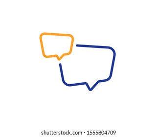 Chat sign. Speech bubble line icon. Social media message symbol. Colorful outline concept. Blue and orange thin line speech bubble icon. Vector